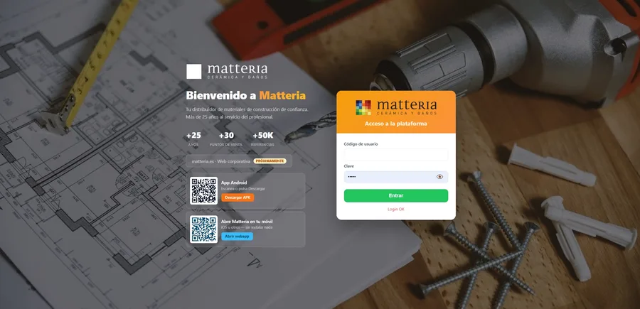 Pantalla de acceso a la plataforma, con la marca del cliente