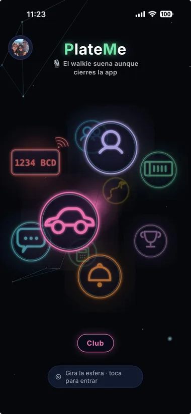 Pantalla principal de la app PlateMe