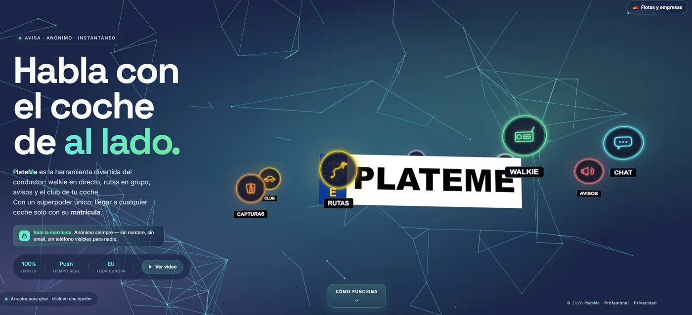 Página de presentación de PlateMe