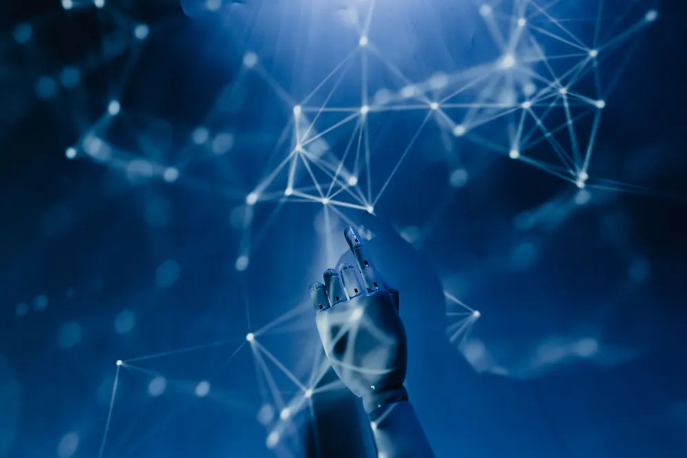 Representación de inteligencia artificial conectando sistemas